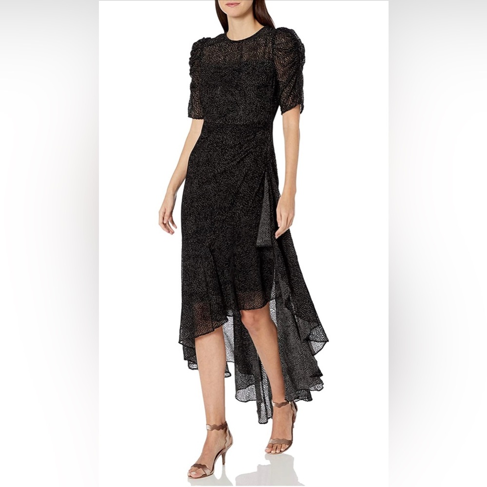 SHOSHANNA
Joya Puff-Sleeve Asymmetric Flounce High-Low Dress